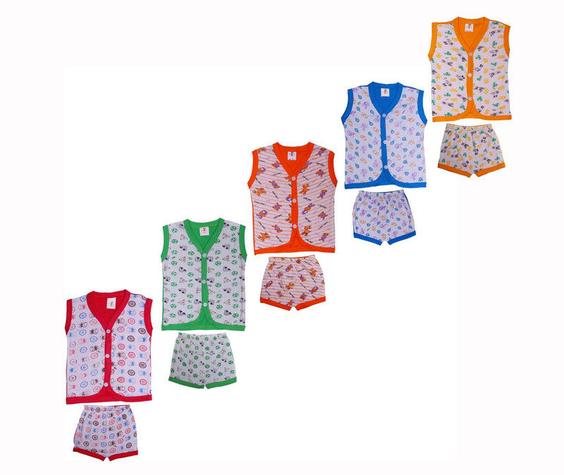 Adorable Multicoloured Cotton Top And Bottom Set For Kids (Pack Of5)