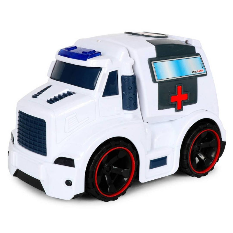 Planet of Toys Ambulance Toy Friction Powered Vehicles Toys for Kids Boy with Light and Sound