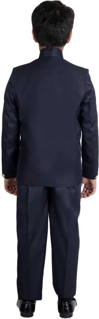 Boy's Blue Polyester Solid 2 Piece Suits