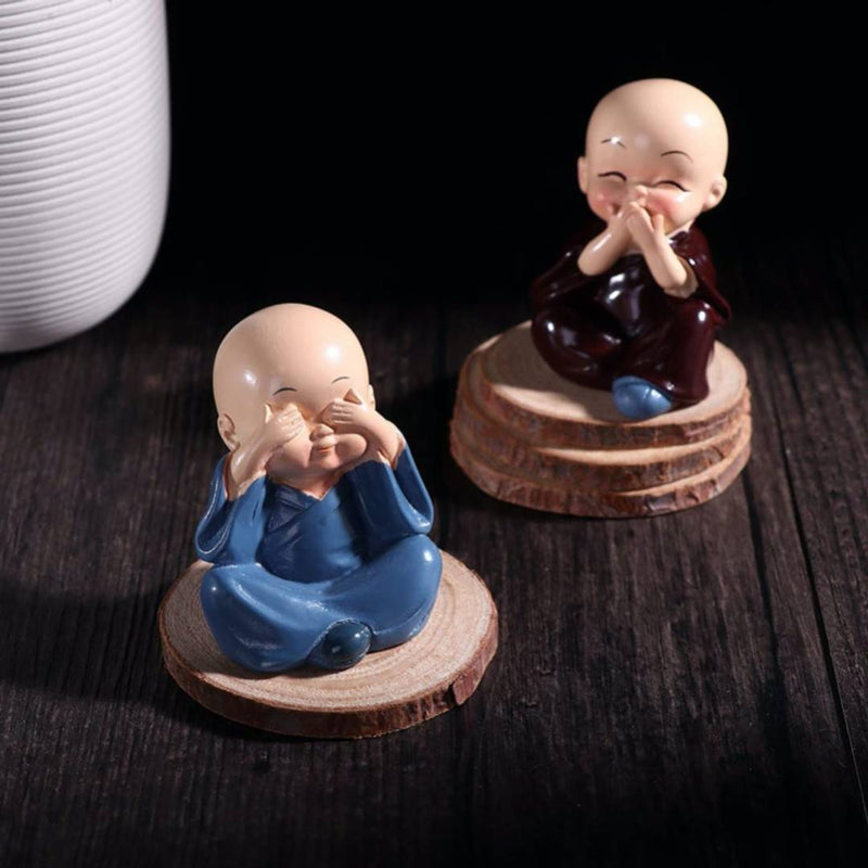 Polyresin Buddha Monk Showpiece, Small, Multicolor, 4 Piece