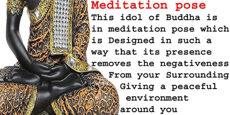 Sitting Buddha Idol Statue Showpiece for Home Decoration and Gifting (Orange and Black)