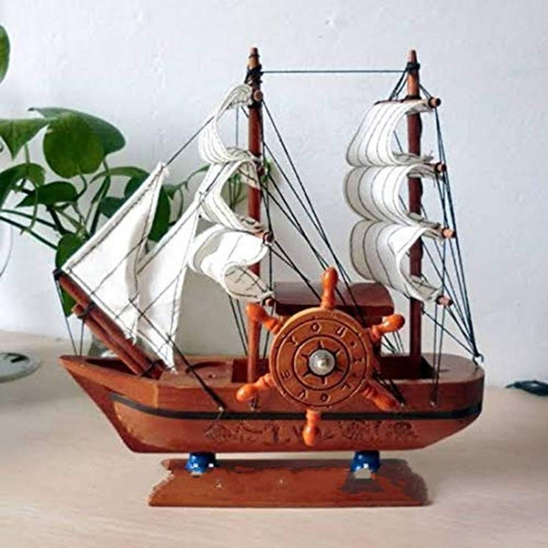 Wooden Ship Model with Music Box Showpieces for Home Decor Beautiful Handicraft Wooden Ship/Office Table Décor (Design 3)