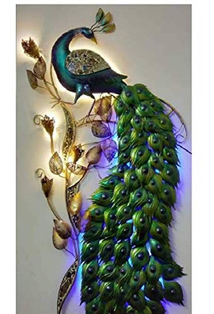 Big LED Iron Metal Peacock for Your Room Beautifully Built Wall Decor Home Decor