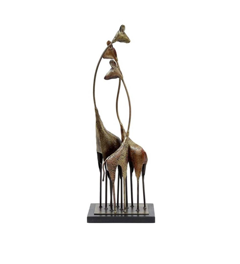 Multicolour Metal & MDF Giraffe Set Figurine Showpiece Home Decor (Size 6.3 x 21 inches)