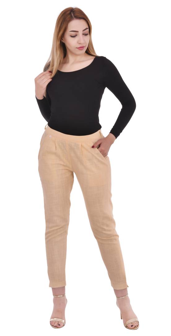 Women's Cotton Slub Regular Fit Trouser