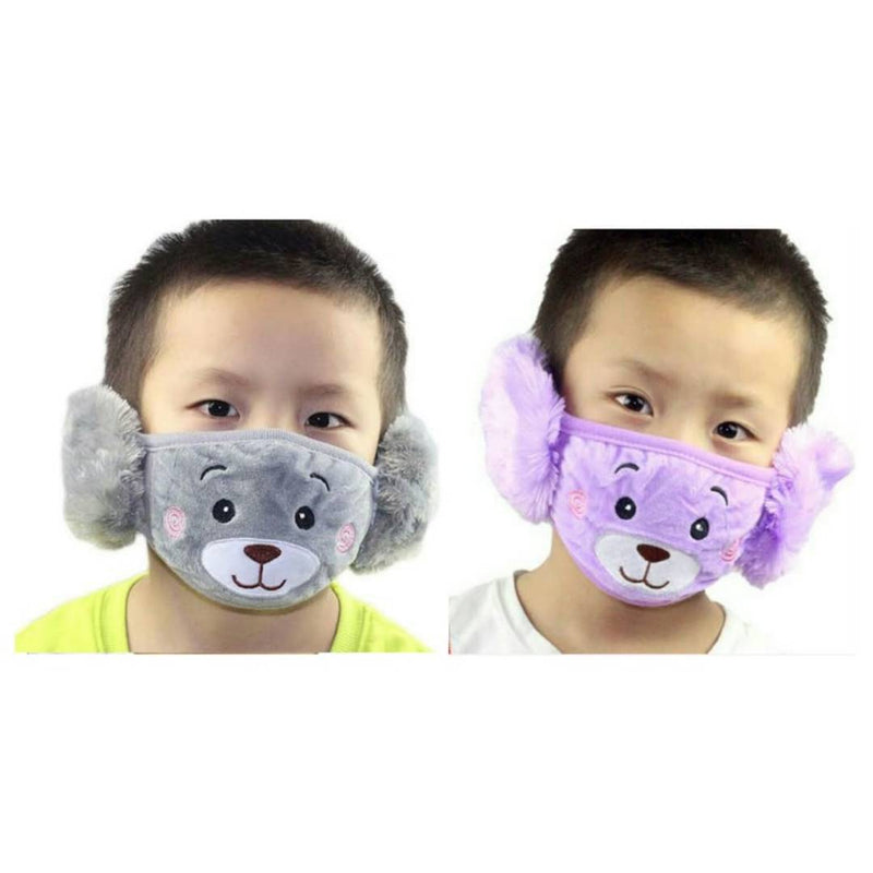 Winter Mask For Kids ,Earmuffs/Winter Mouth Muffle/Earmuffs (For 3 to 12 Year) (Pack Of 2) Multicolour