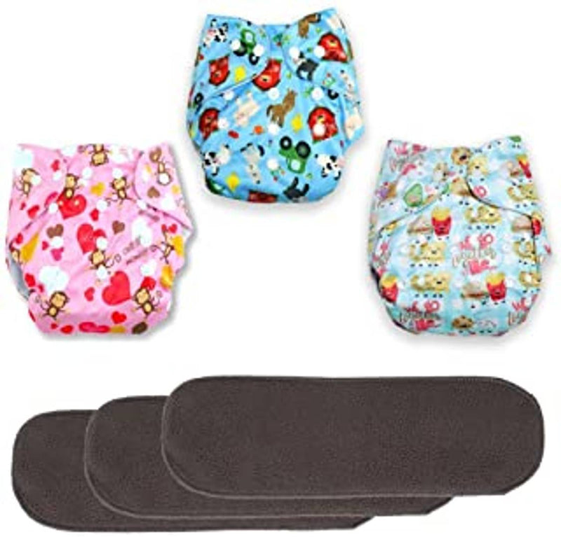 Printed Cloth Diapers for Babies, Washable Reusable, Adjustable