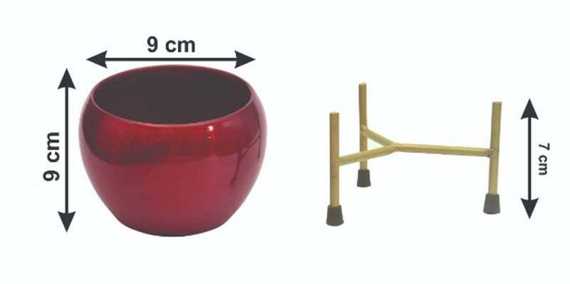 The Red Bowls' Table Planter Pots With Stands In Iron (13 cm, Set of 1)