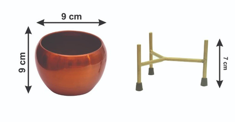 The Golden Bowls' Table Planter Pots With Stands In Iron (13 cm, Set of 1)