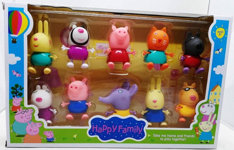 Happy Family Peppa Pig Playset For Kids (10 pcs set)