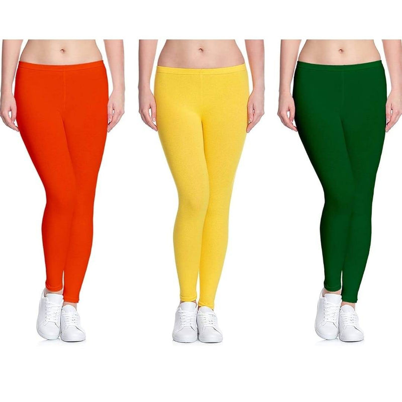 Stylish Cotton Ankle Length Leggings for Women ( Pack of 3 )( Free Size )
