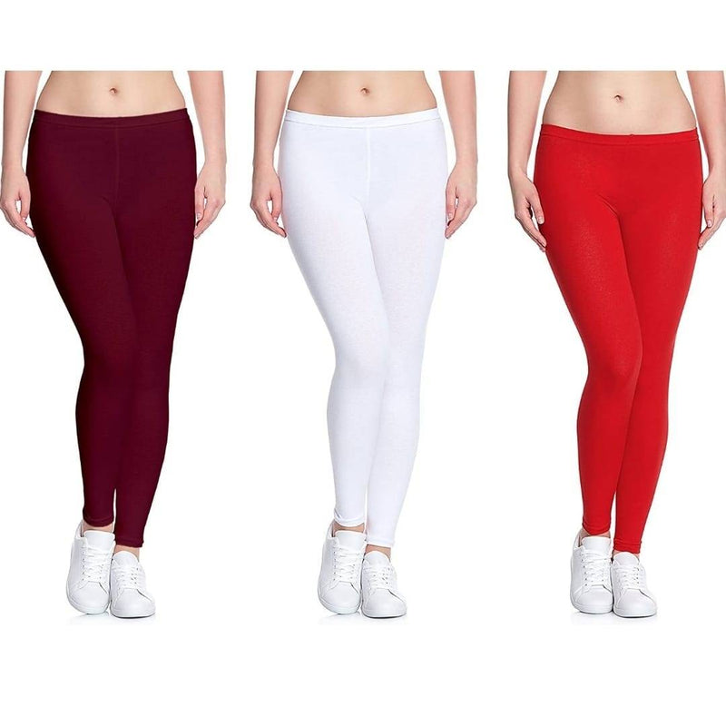 Stylish Cotton Ankle Length Leggings for Women ( Pack of 3 )( Free Size )