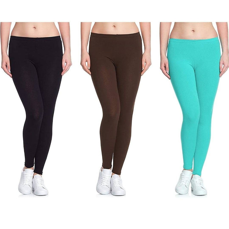 Stylish Cotton Ankle Length Leggings for Women ( Pack of 3 )( Free Size )