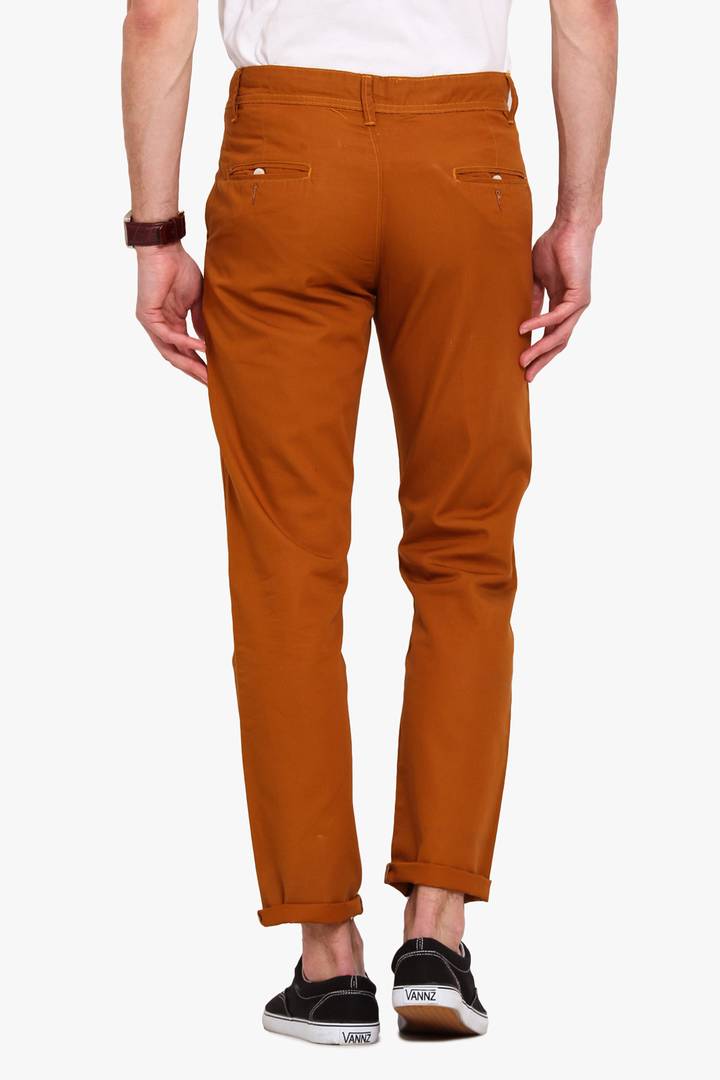 Stylish Cotton Copper Solid Smart Fit Chinos For Men