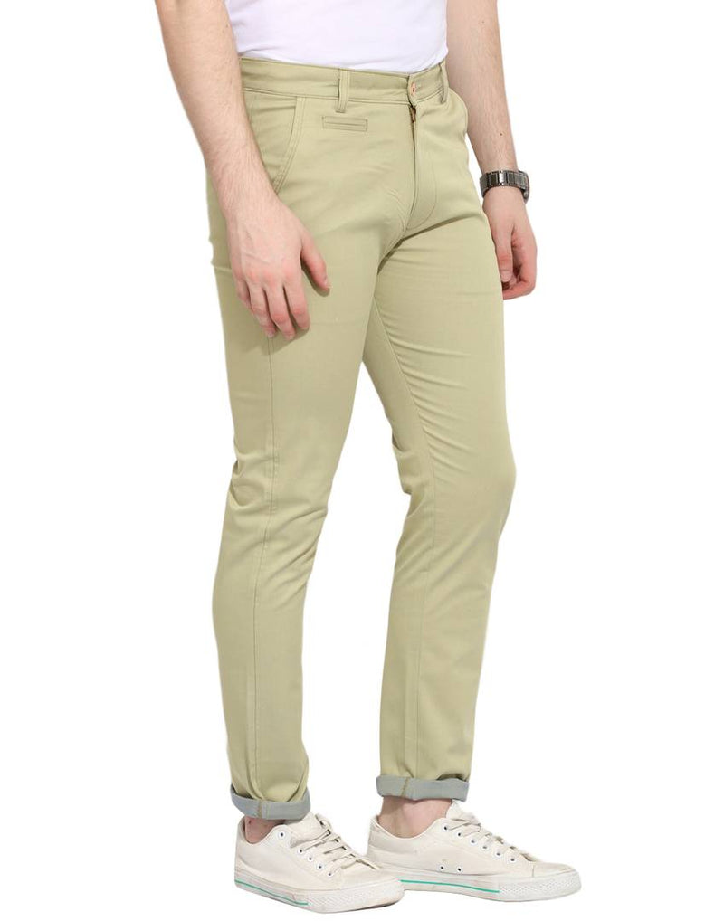 Stylish Cotton Green Solid Smart Fit Chinos For Men
