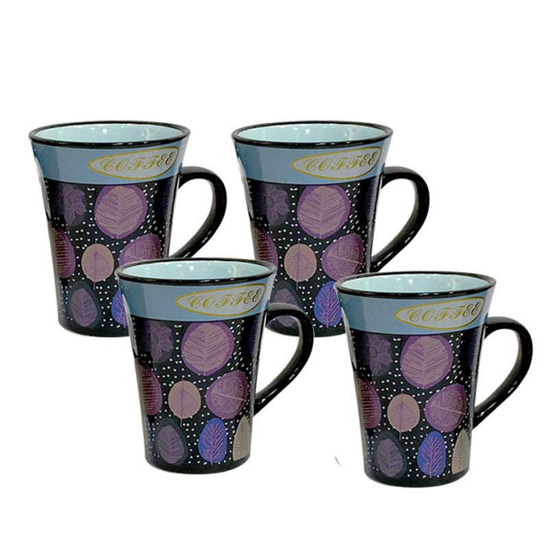 Indian Impression Fine Bone China Mug, Tea Coffee Mug Set, 220 ml, 4-Pieces, Green