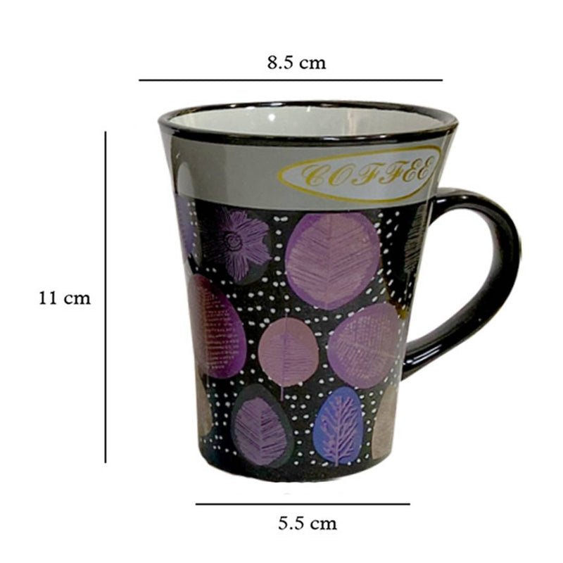 Indian Impression Fine Bone China Mug, Tea Coffee Mug Set, 220 ml, 4-Pieces, Grey