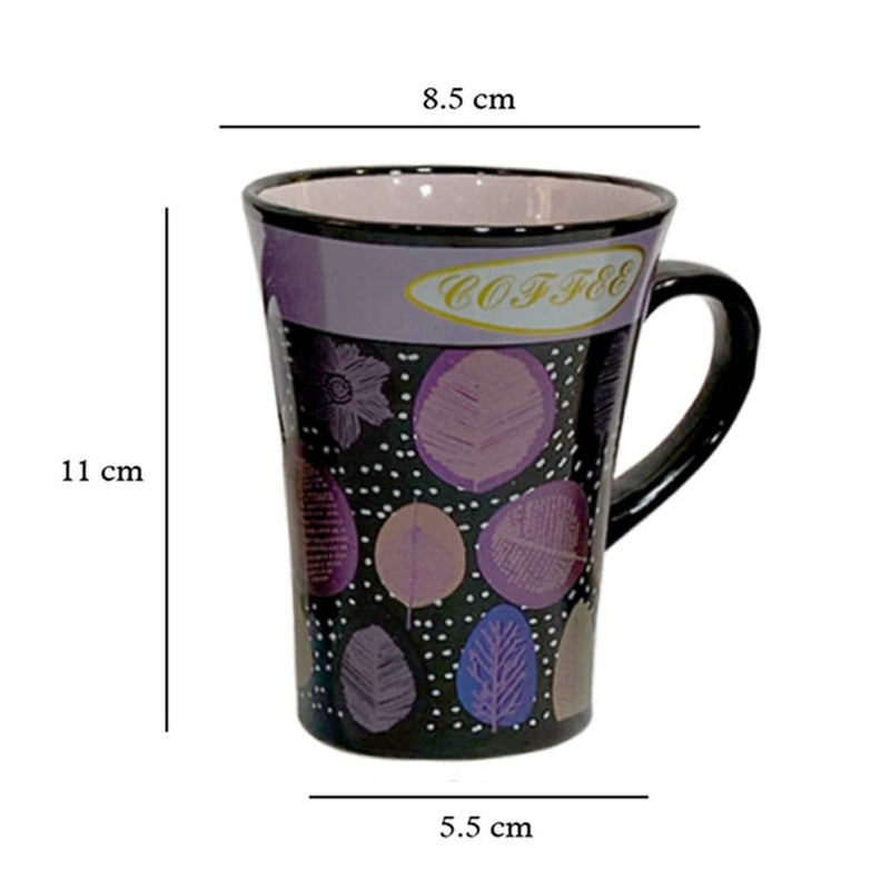 Indian Impression Fine Bone China Mug, Tea Coffee Mug Set, 220 ml, 4-Pieces, Purple
