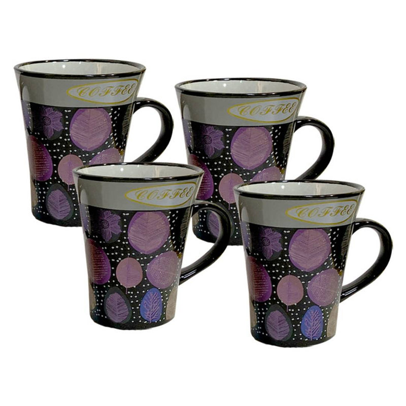 Indian Impression Fine Bone China Mug, Tea Coffee Mug Set, 220 ml, 4-Pieces, Grey