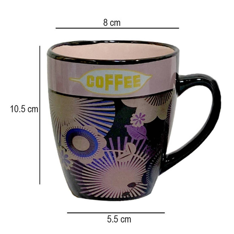 Indian Impression Fine Bone China Mug, Tea Coffee Mug Set, 220 ml, 4-Pieces, Pink
