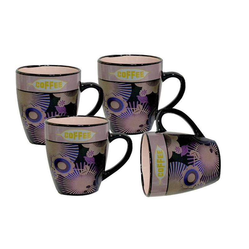 Indian Impression Fine Bone China Mug, Tea Coffee Mug Set, 220 ml, 4-Pieces, Pink