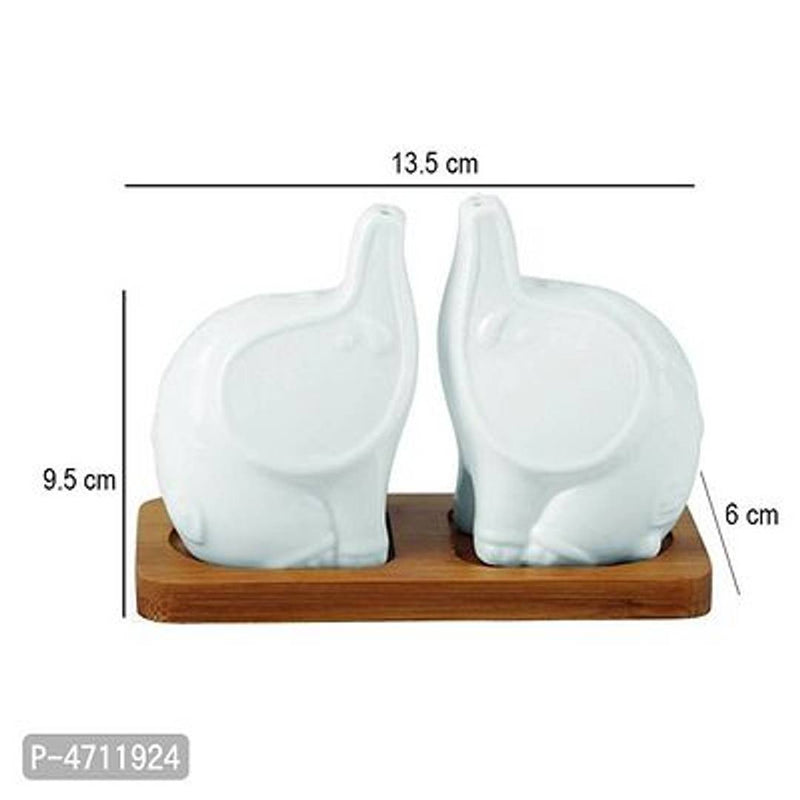 Elephant Shape Salt & Pepper Container, Tissue Pepper Holder with Wooden Stand