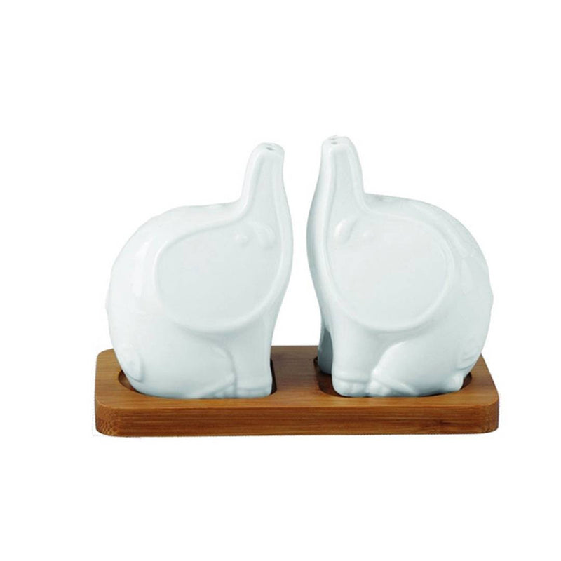 Elephant Shape Salt & Pepper Container, Tissue Pepper Holder with Wooden Stand