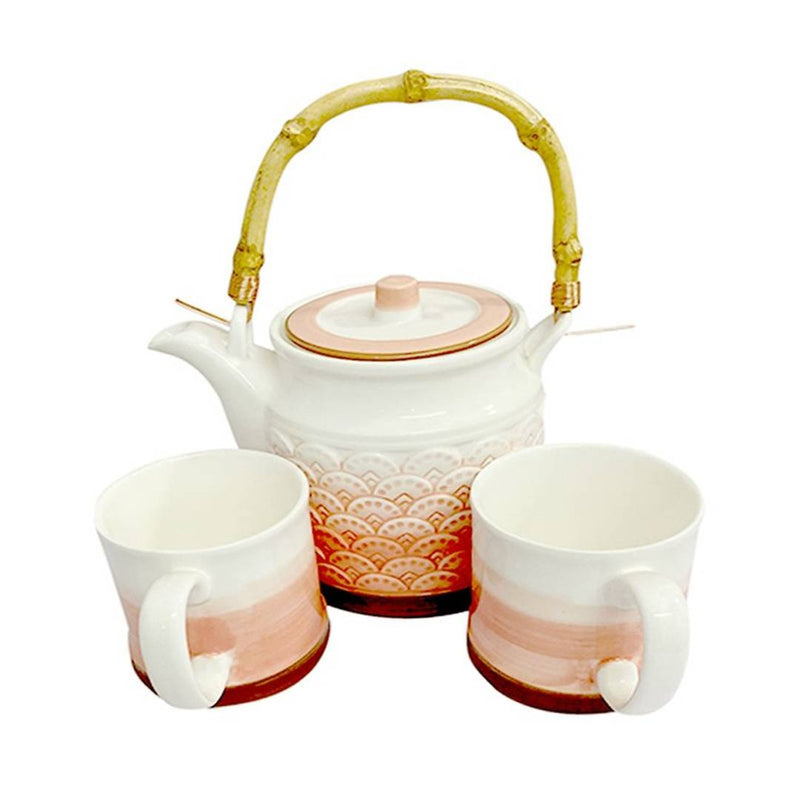 Ceramic Teapot/Serving Kettle with 2 Cups Set (Orange)