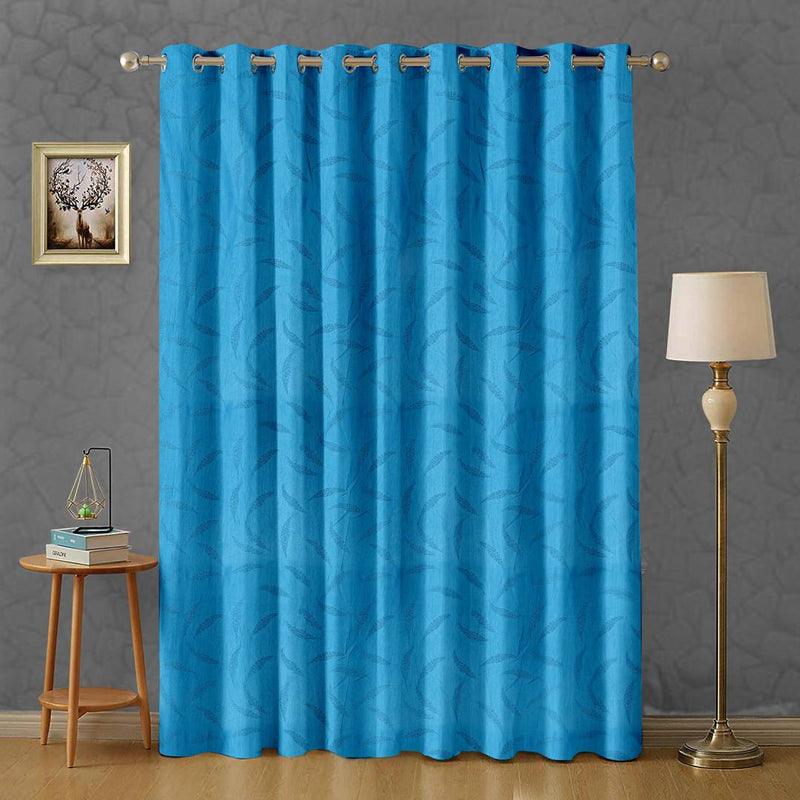 Premium Polyester Turquoise Printed Eyelet Fitting Door Curtain