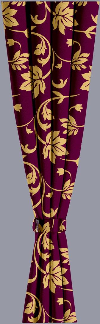 Premium Polyester Maroon Printed Window Curtains (Pack Of 1)