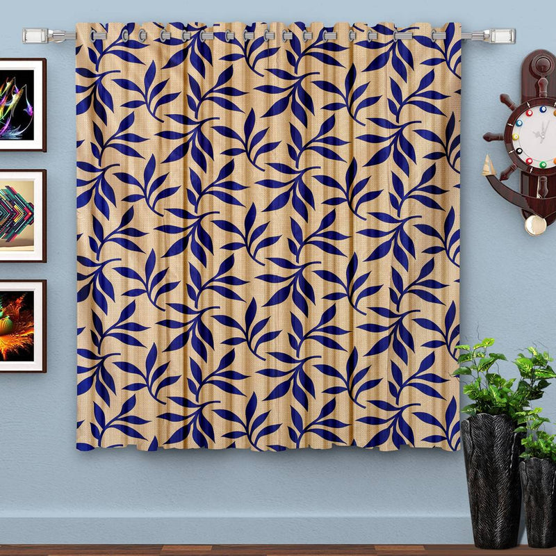 Premium Polyester Blue Printed Window Curtains (Pack Of 1)