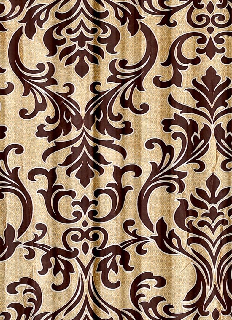 Premium Polyester Brown Printed Window Curtains (Pack Of 2)