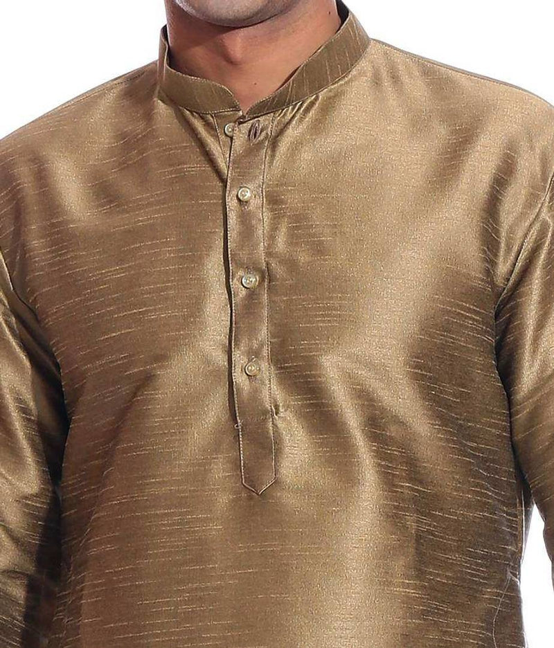 Men's Copper Gold Kurta White Dhoti