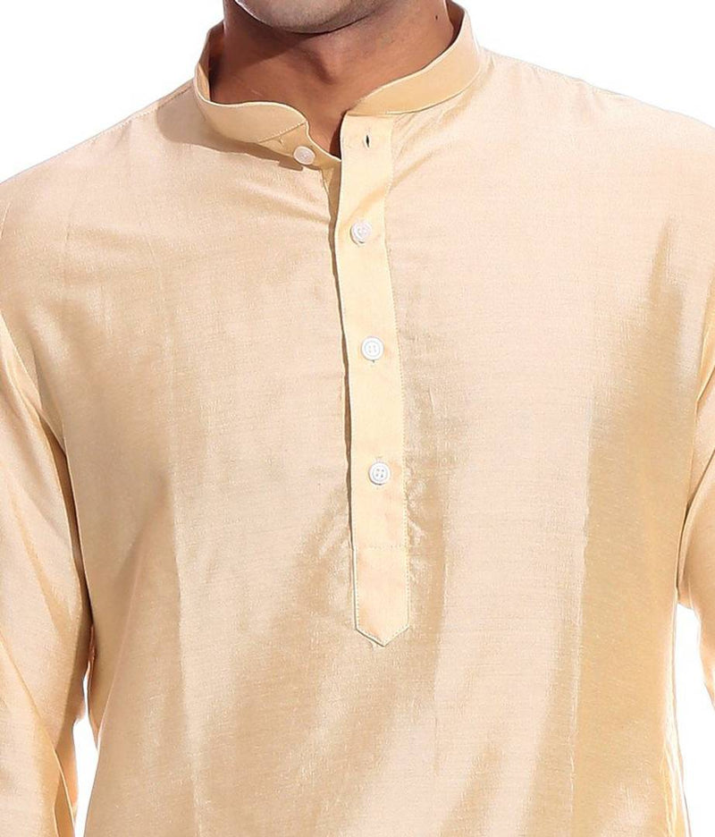 Men's Gold Kurta Red Dhoti
