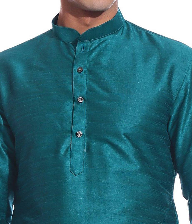 Men's Turquoise Kurta White Dhoti