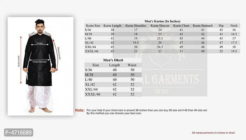 Men's Navy Blue Kurta White Dhoti