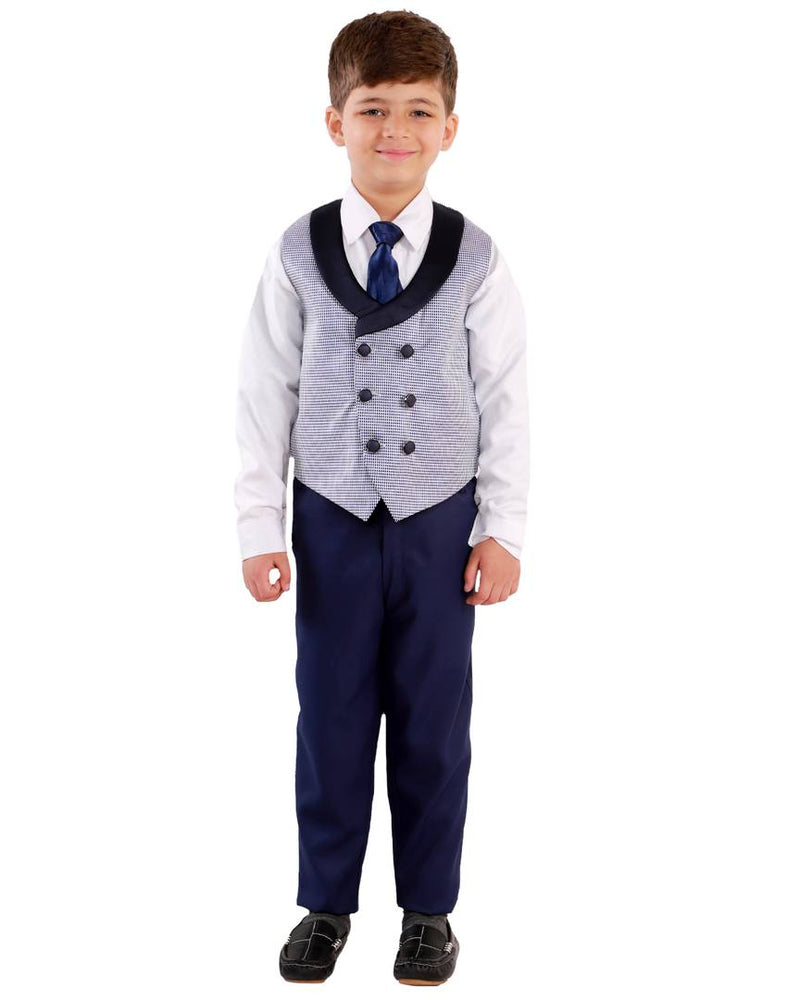 Stylish Polyester Blue Solid 5-Piece Suit For Boys