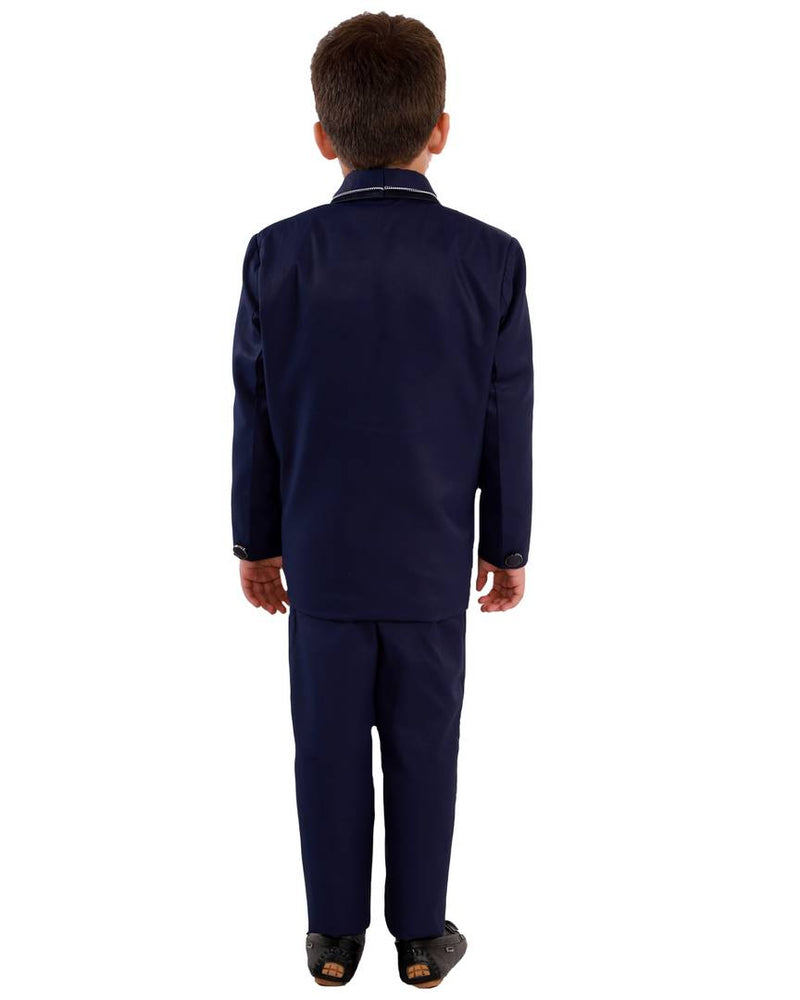 Stylish Polyester Blue Solid 5-Piece Suit For Boys
