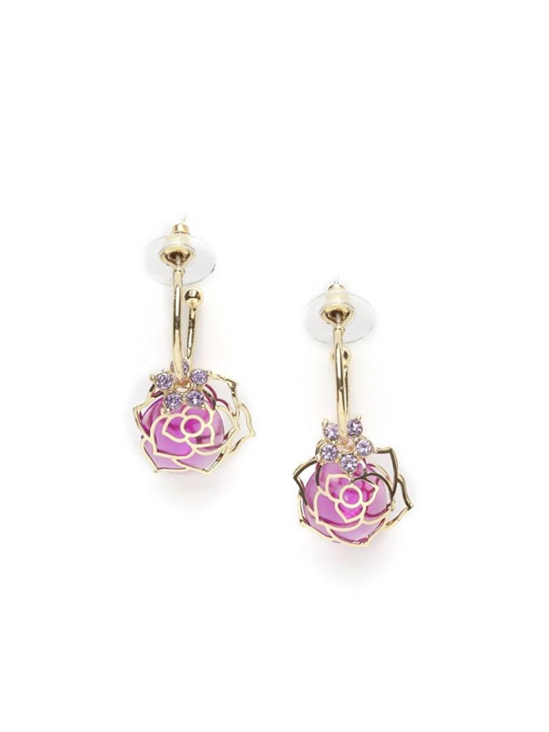 Purple Floral Drop Earrings