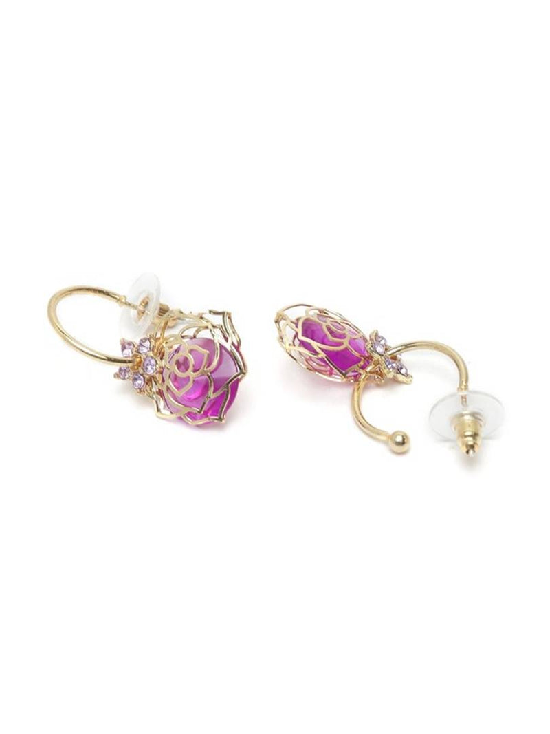 Purple Floral Drop Earrings