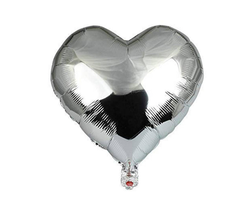 Premium Latex Heartbeat Heart Shape Foil Balloon (Silver)