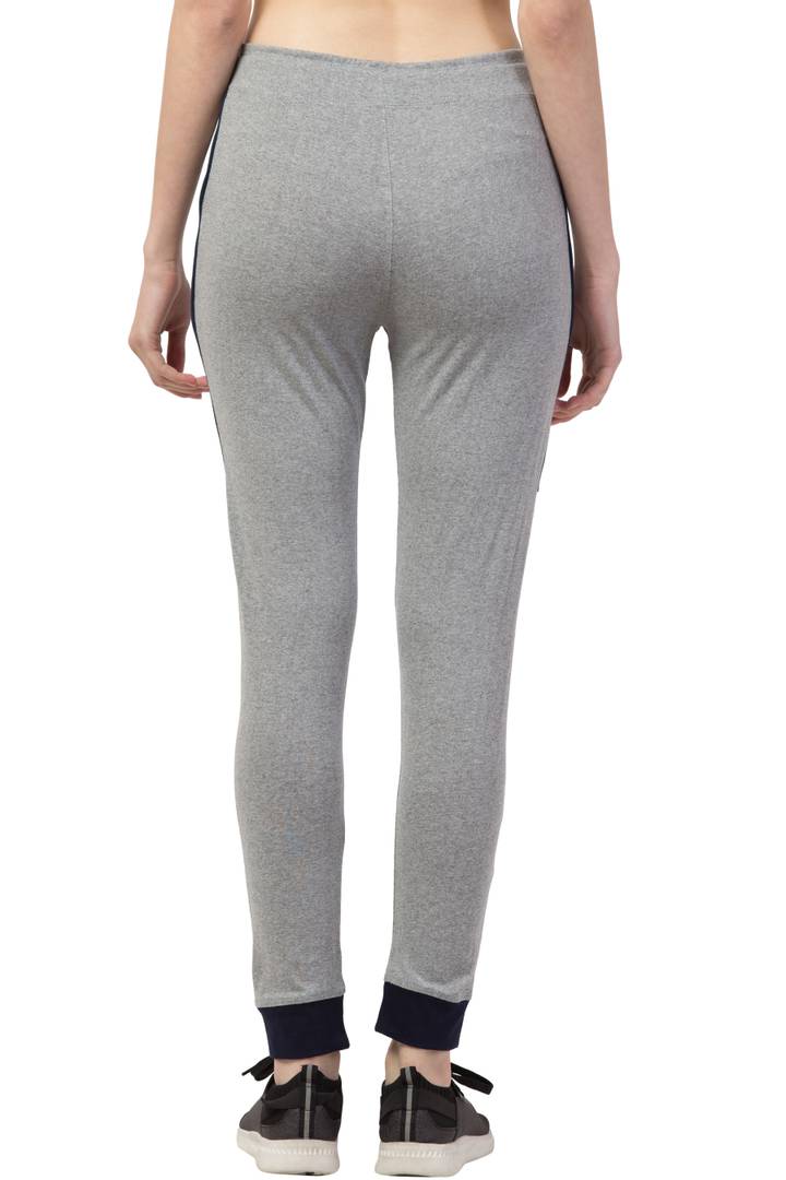 Comfy Grey Cotton Solid Active Wear Trackpant For Women