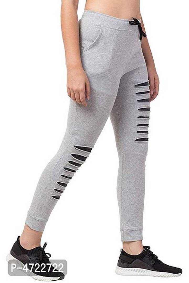 Stylish Grey Cotton Track Pant For Women