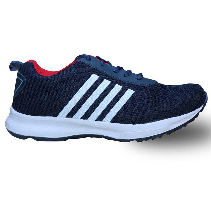 Men's Stylish and Trendy Navy Blue Striped Synthetic Casual Sports Shoes