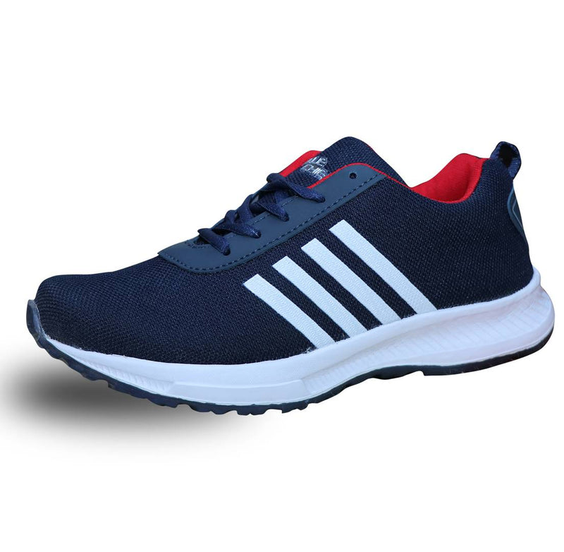 Men's Stylish and Trendy Navy Blue Striped Synthetic Casual Sports Shoes