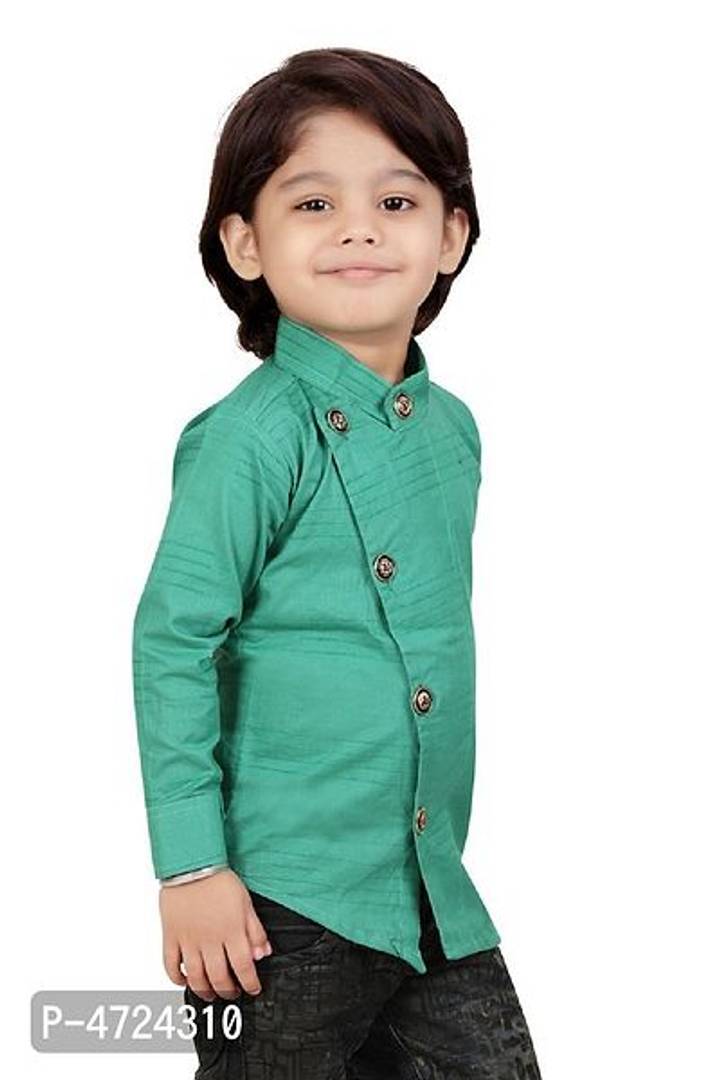 Trendy Stylish Green Cotton Solid Shirts For Boys