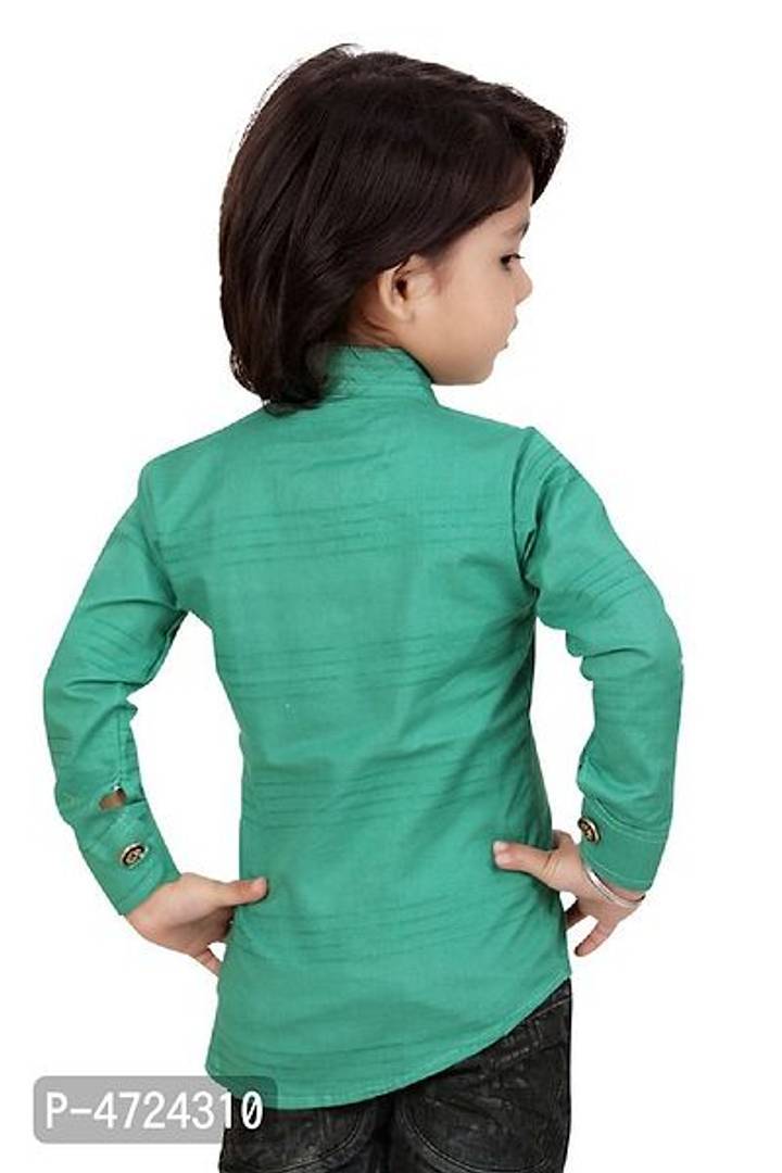 Trendy Stylish Green Cotton Solid Shirts For Boys