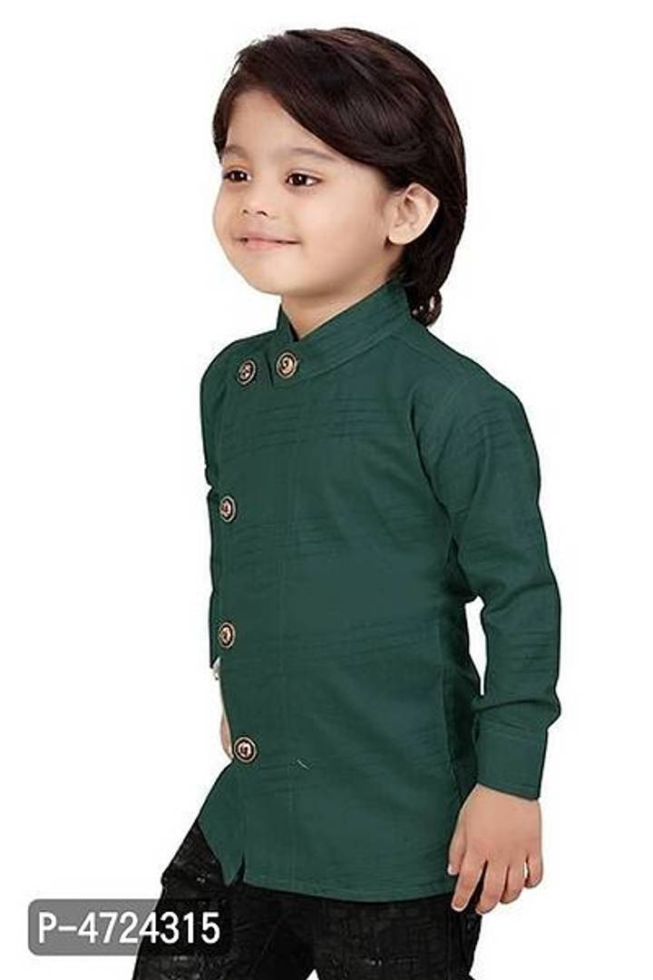 Trendy Stylish Olive Cotton Solid Shirts For Boys