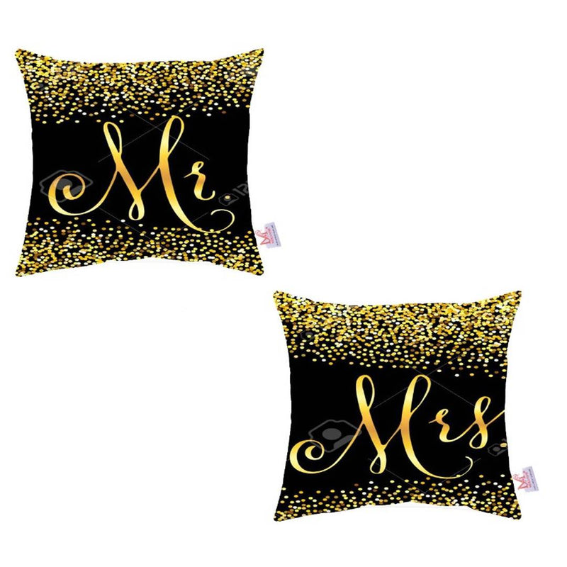 Premium Poly Crepe Satin Printed Cushion Cover With Filler ( Set Of 2 )