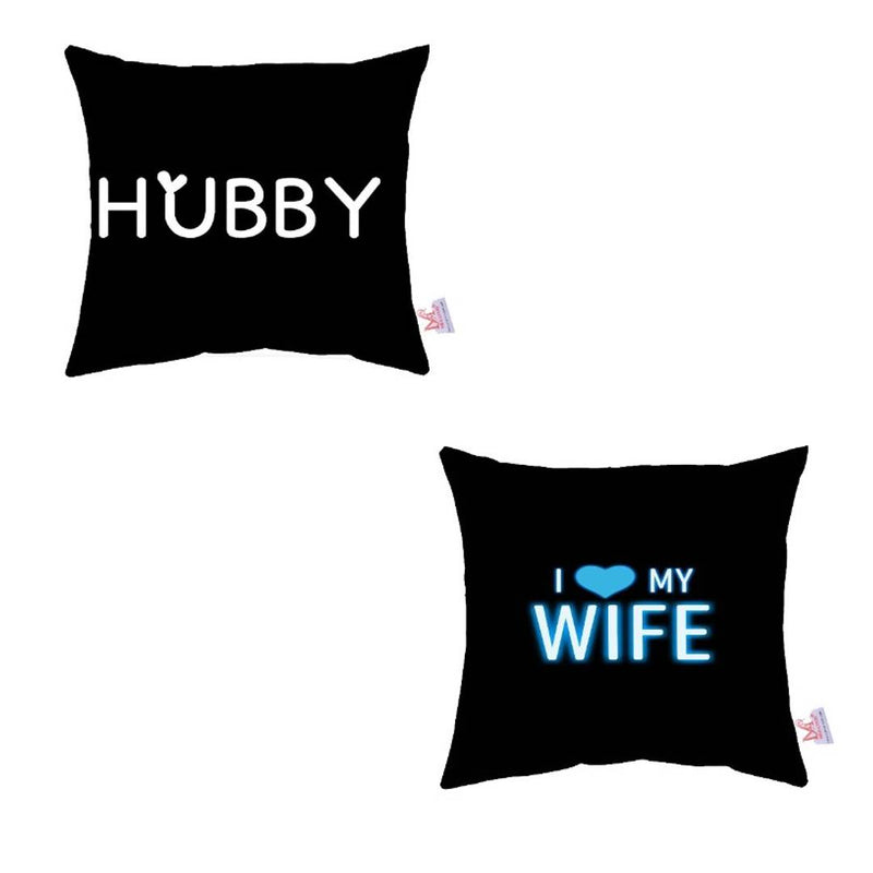 Premium Poly Crepe Satin Printed Cushion Cover With Filler ( Set Of 2 )